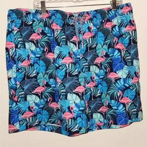 Men's Resort Swim Trunks NWT Flamingo Tropical Blue Quick Dry UPF 50+ Size‎ XL